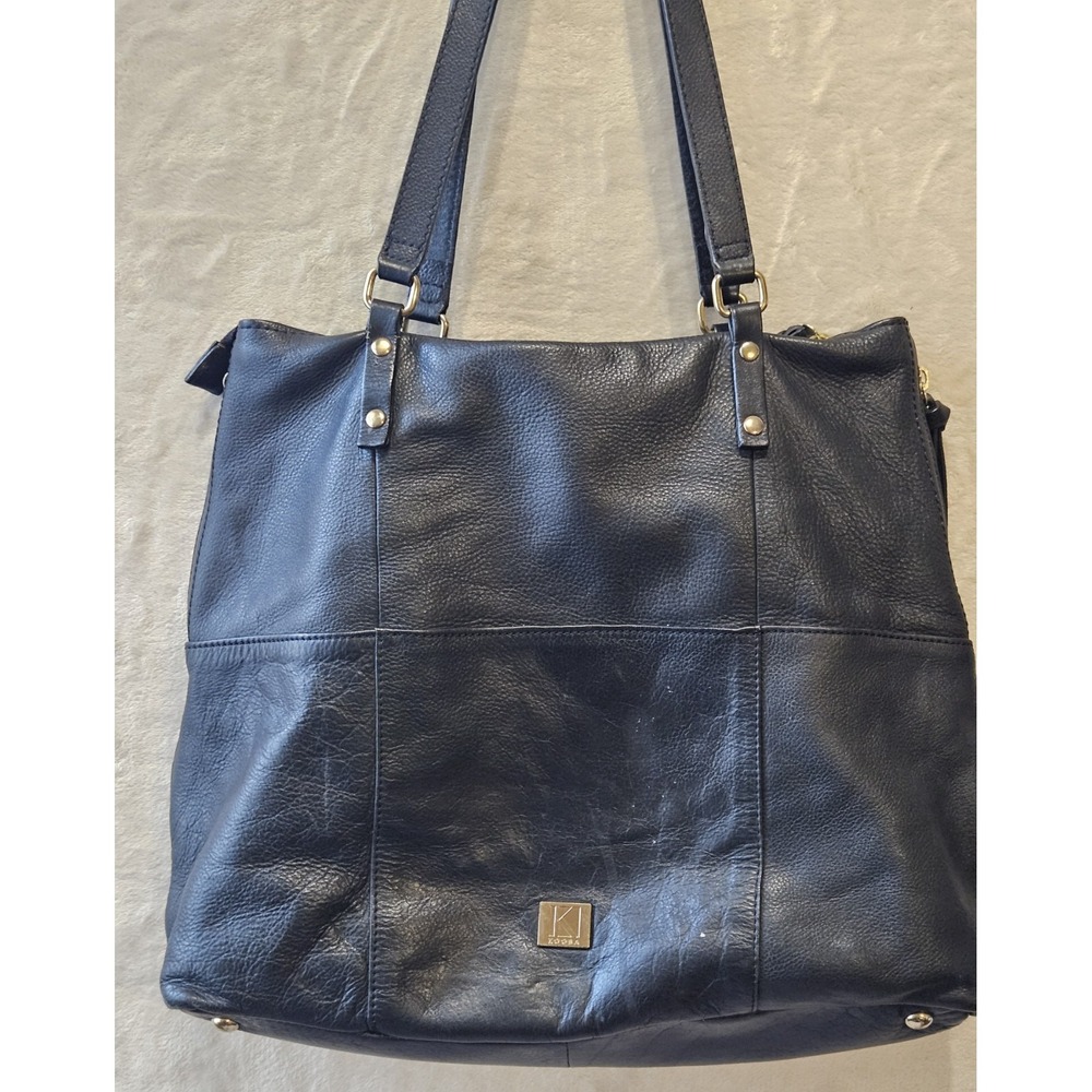 Kooba Soft Black Pebbled Leather Everette Shoulder Bag Tote Tassels Zippers Boho